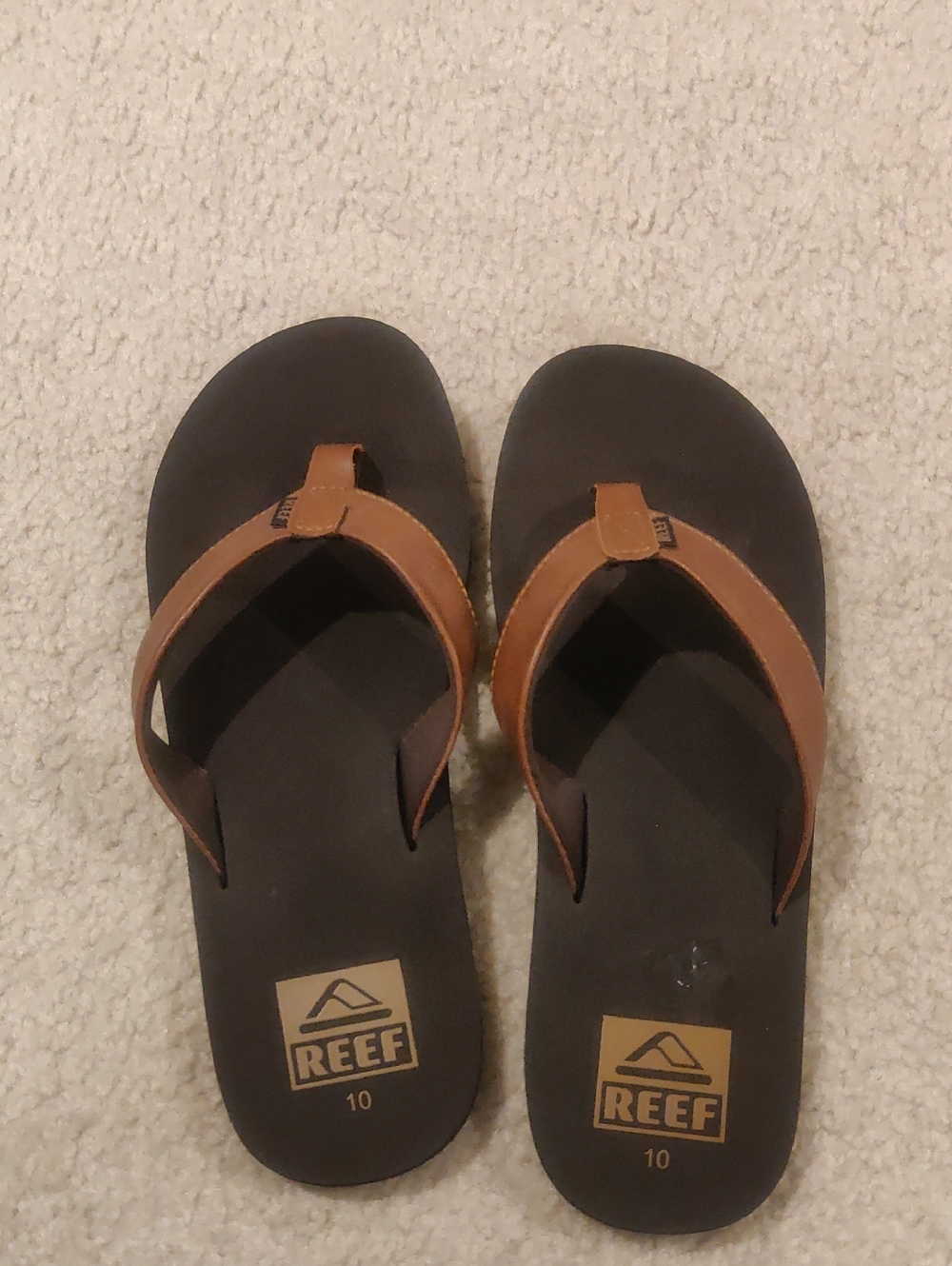 Reef Men's Brown Faux Leather Strap Flip Flops Y2K Outdoors Sandals Countrycore